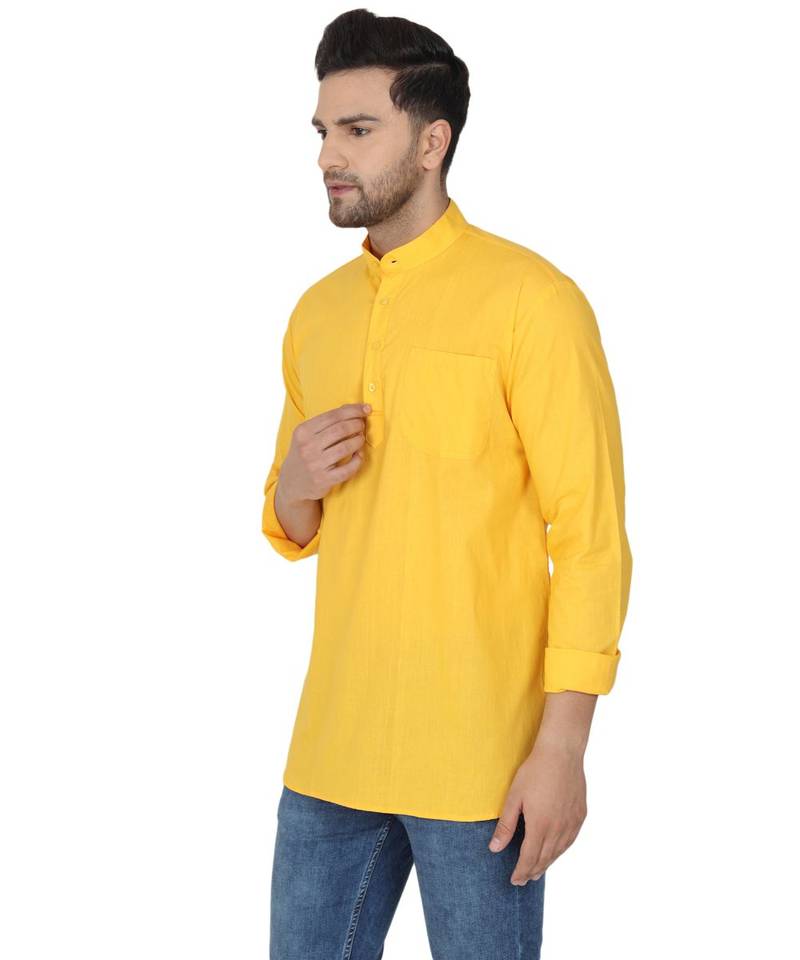 Yellow PLAIN Cotton KURTA 