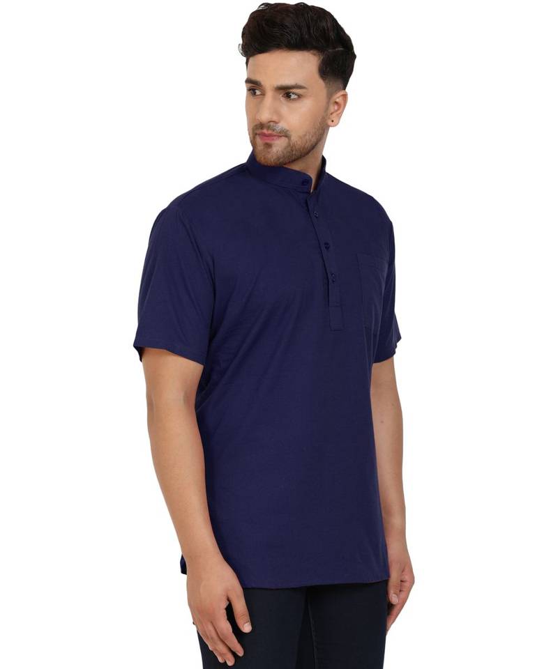 Blue PLAIN Cotton KURTA 