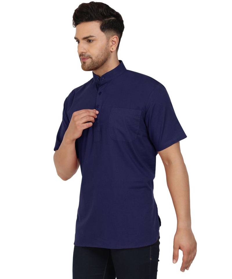 Blue PLAIN Cotton KURTA 