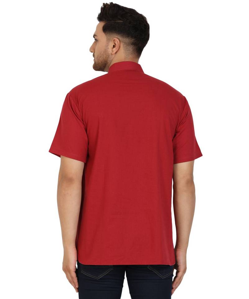 Red PLAIN Cotton KURTA 