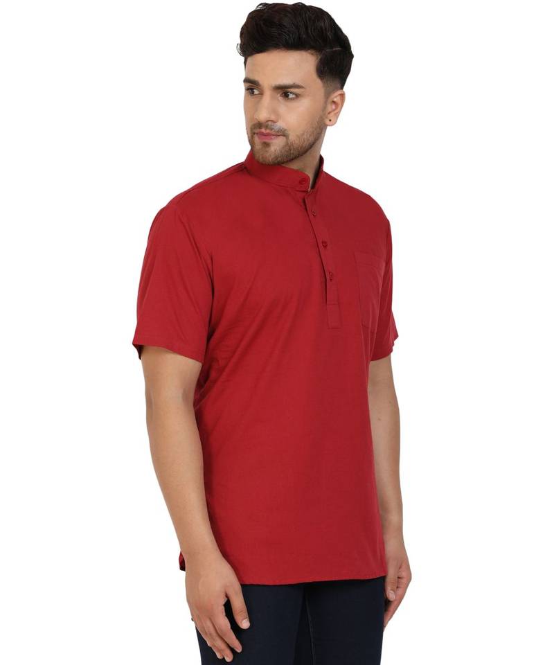 Red PLAIN Cotton KURTA 