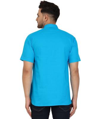 Blue PLAIN Cotton KURTA  2