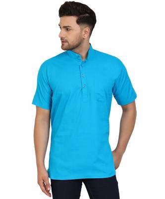 Blue PLAIN Cotton KURTA  3