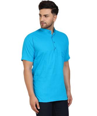 Blue PLAIN Cotton KURTA  1
