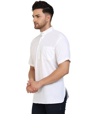 White PLAIN Cotton KURTA  1