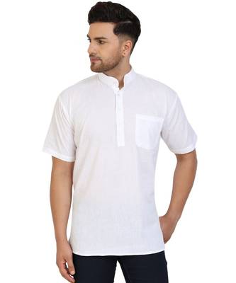 White PLAIN Cotton KURTA  3