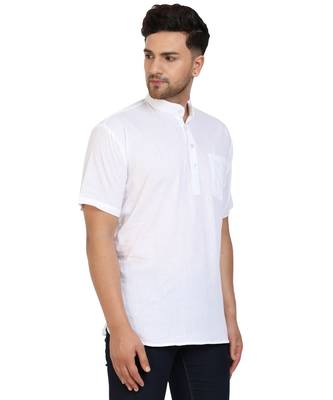 White PLAIN Cotton KURTA  4