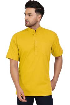 Yellow PLAIN Cotton KURTA 