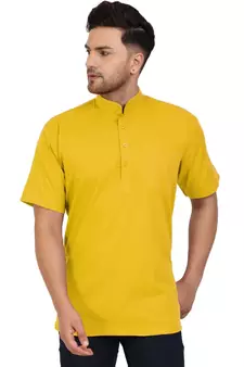 Yellow PLAIN Cotton KURTA 