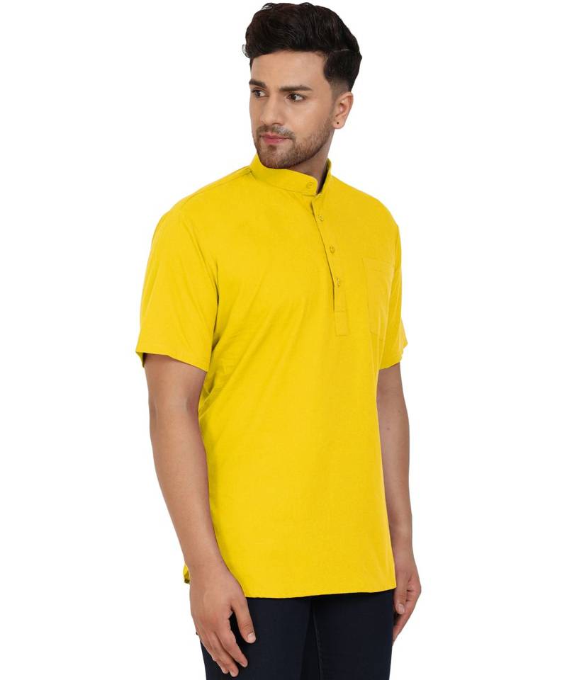 Yellow PLAIN Cotton KURTA 