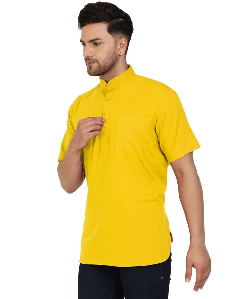 Yellow PLAIN Cotton KURTA 