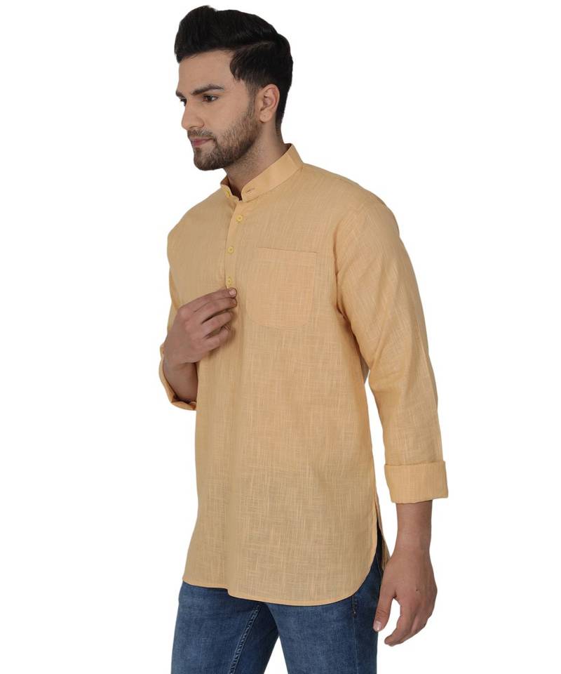 Yellow PLAIN Viscose KURTA 