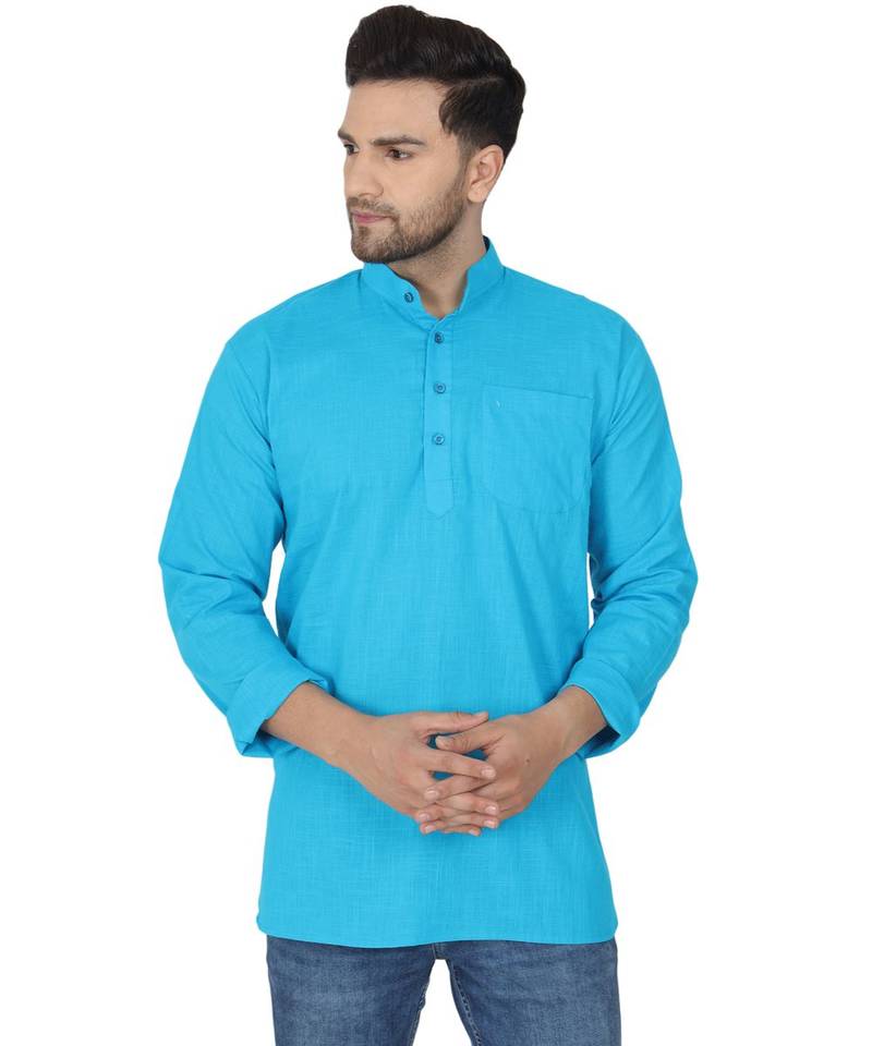 Blue PLAIN Viscose KURTA 