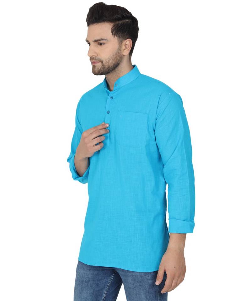 Blue PLAIN Viscose KURTA 