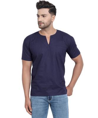 Blue PLAIN Viscose men tshirts 1