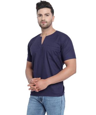 Blue PLAIN Viscose men tshirts 2