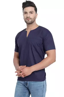 Blue PLAIN Viscose men tshirts