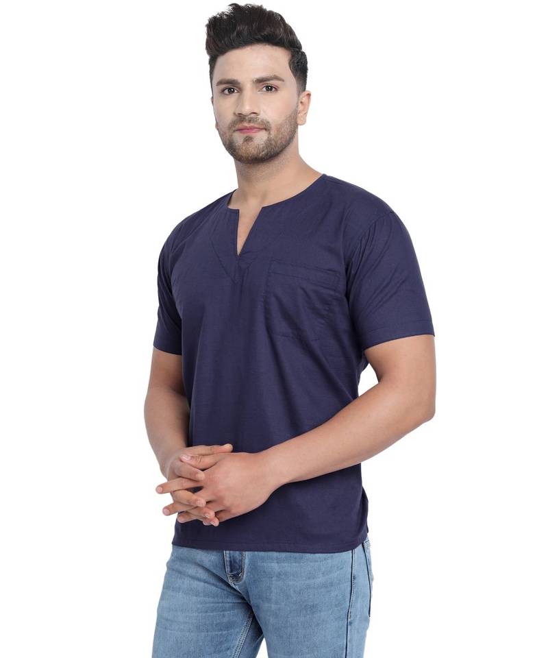 Blue PLAIN Viscose men tshirts