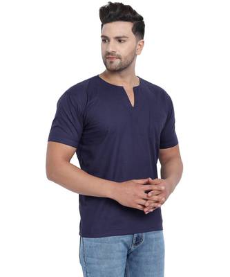 Blue PLAIN Viscose men tshirts 3