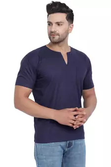 Blue PLAIN Viscose men tshirts