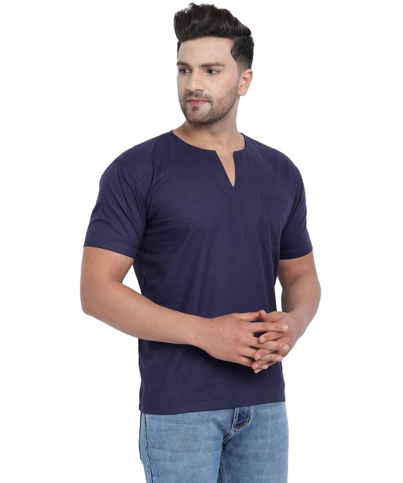 Blue PLAIN Viscose men tshirts