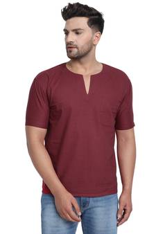 Red PLAIN Viscose men tshirts