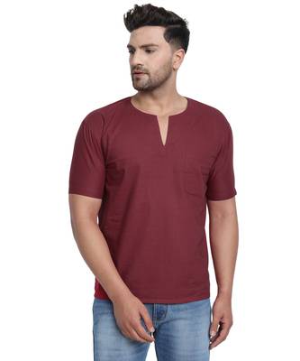 Red PLAIN Viscose men tshirts 1