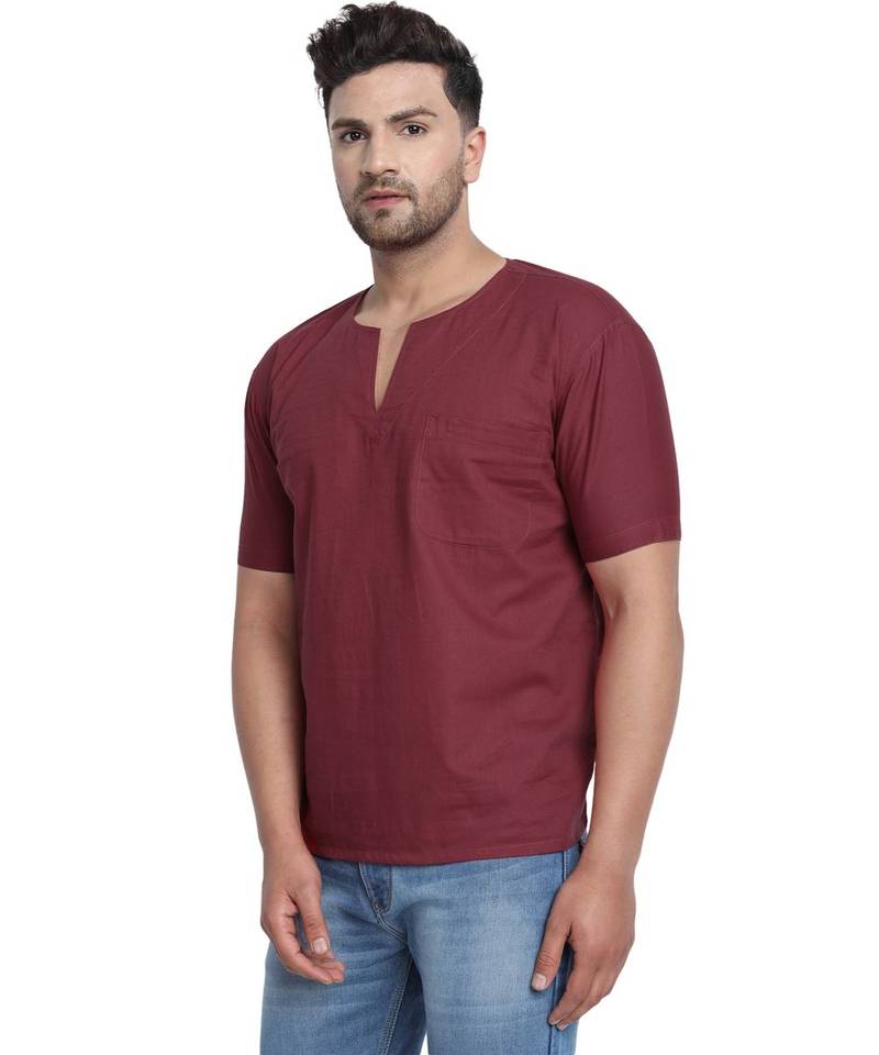 Red PLAIN Viscose men tshirts