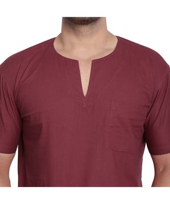 Red PLAIN Viscose men tshirts 5