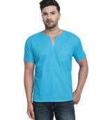 Blue PLAIN Viscose men tshirt