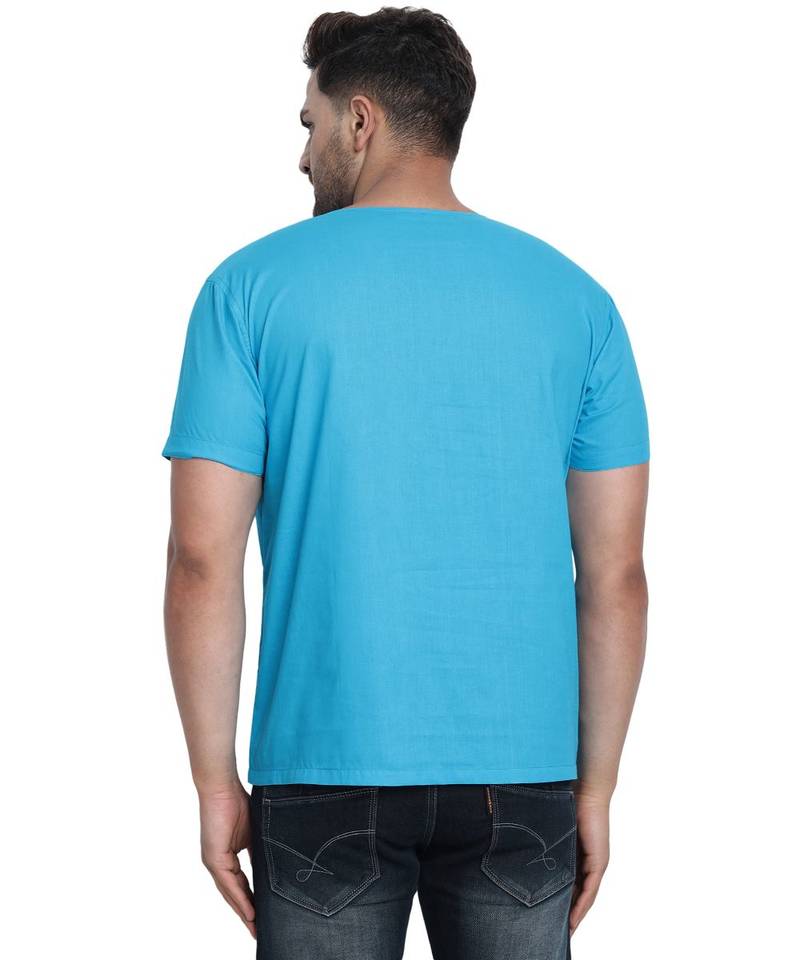Blue PLAIN Viscose men tshirt