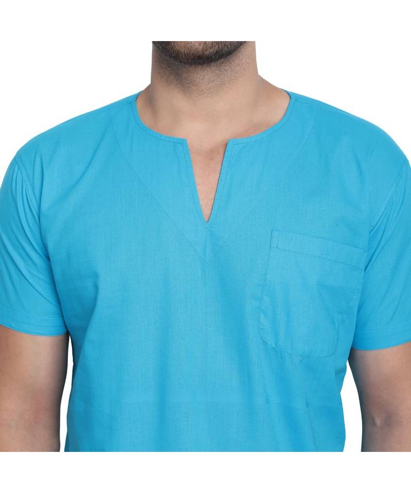 Blue PLAIN Viscose men tshirt