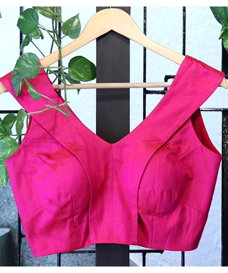 Pink Raw Silk Designer Blouse