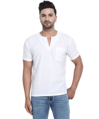 White PLAIN Viscose  men tshirt 1