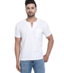 White PLAIN Viscose  men tshirt