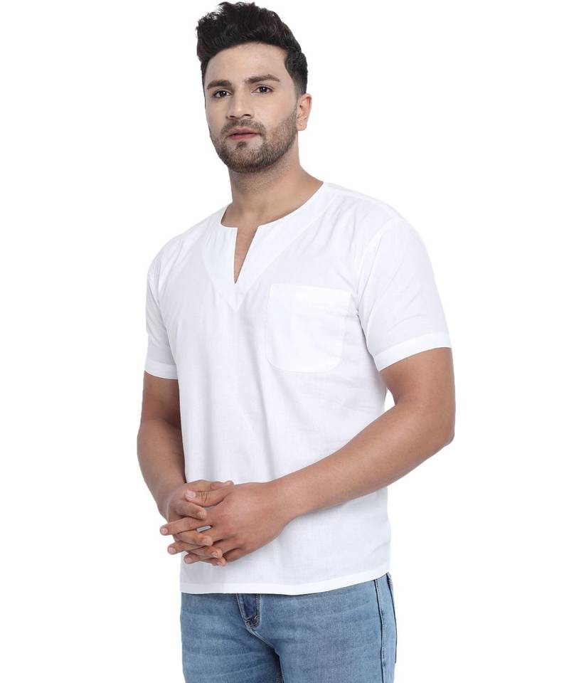 White PLAIN Viscose  men tshirt
