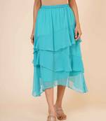 Women's Chiffon Ruffle Skirt with elastic in Sky Blue