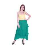Women's Chiffon Ruffle Skirt with elastic in Dark Green
