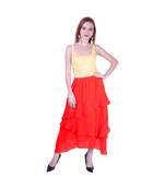 Women's Chiffon Ruffle Skirt with elastic in Red