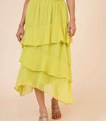 Women's Chiffon Ruffle Skirt with elastic in Light Green