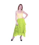 Women's Chiffon Ruffle Skirt with elastic in Light Green