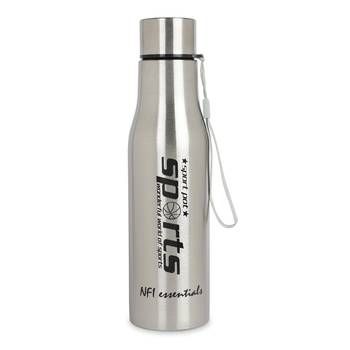 NFI essentials Stainless Steel Sports Bottle for School College Office Gym, 750ml, Silver 1