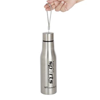 NFI essentials Stainless Steel Sports Bottle for School College Office Gym, 750ml, Silver 2