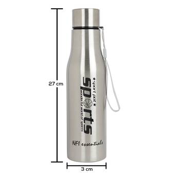 NFI essentials Stainless Steel Sports Bottle for School College Office Gym, 750ml, Silver 4