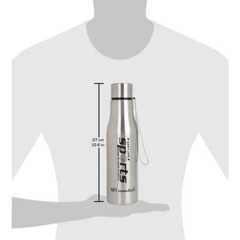 NFI essentials Stainless Steel Sports Bottle for School College Office Gym, 750ml, Silver 5