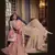 Peach Thread embroidered with foil mirror organza gharara suit