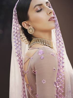 Ravishing Mauve Purple Thread And Sequins Embroidered Net fabric indian designer wedding lehenga choli dress 3