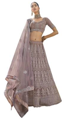 Spellbinding Mauve Purple Dori and Sequins embroidered net fabric Lehenga choli for party 4