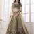 Olive-green embroidered net Semi Stitched Bridal Lehenga