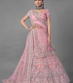Pink embroidered net Semi Stitched Bridal Lehenga